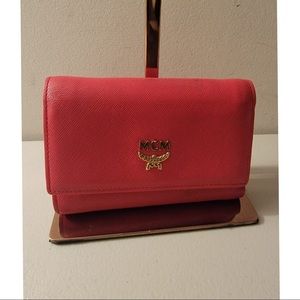 Mcm Red Leather Card Wallet